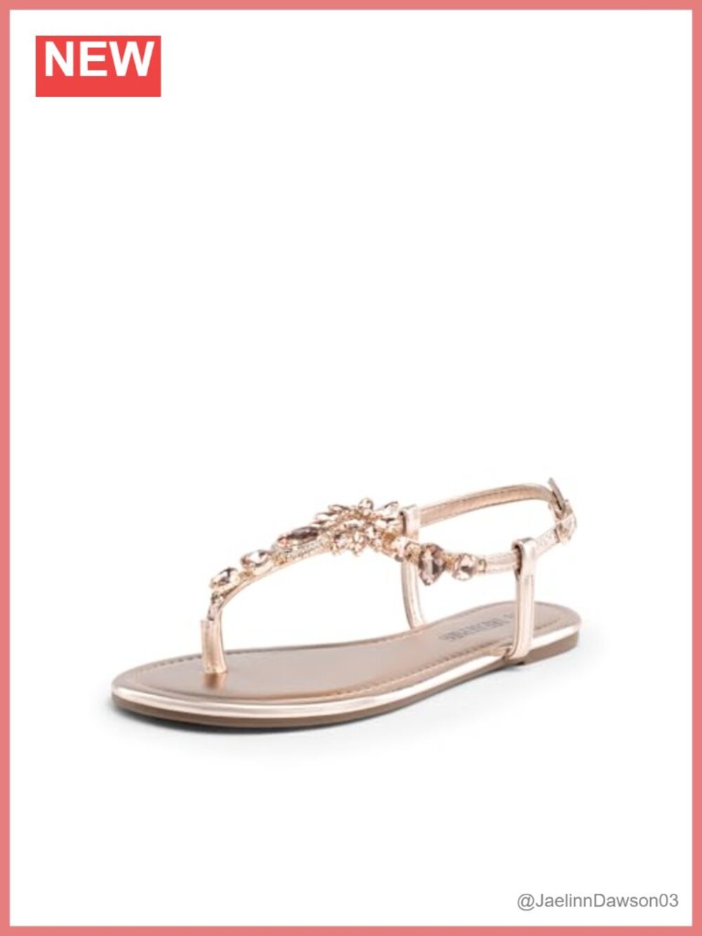 Women's Rhinestone T-Strap Flat Sandals with Ankle Buckle